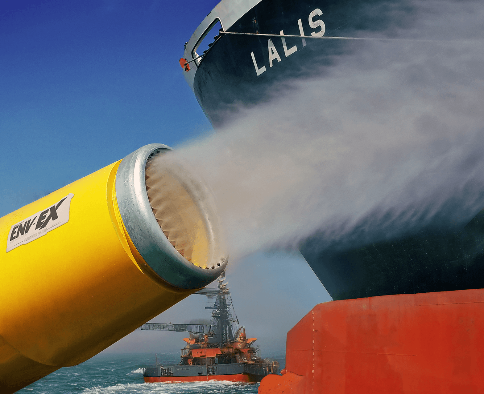 A complete dust control truck with an integrated water tank and generator system.