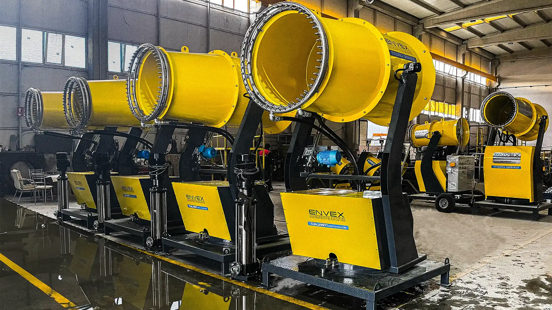 DSC Platform Mounted A yellow dust suppression system mounted on a high platform.