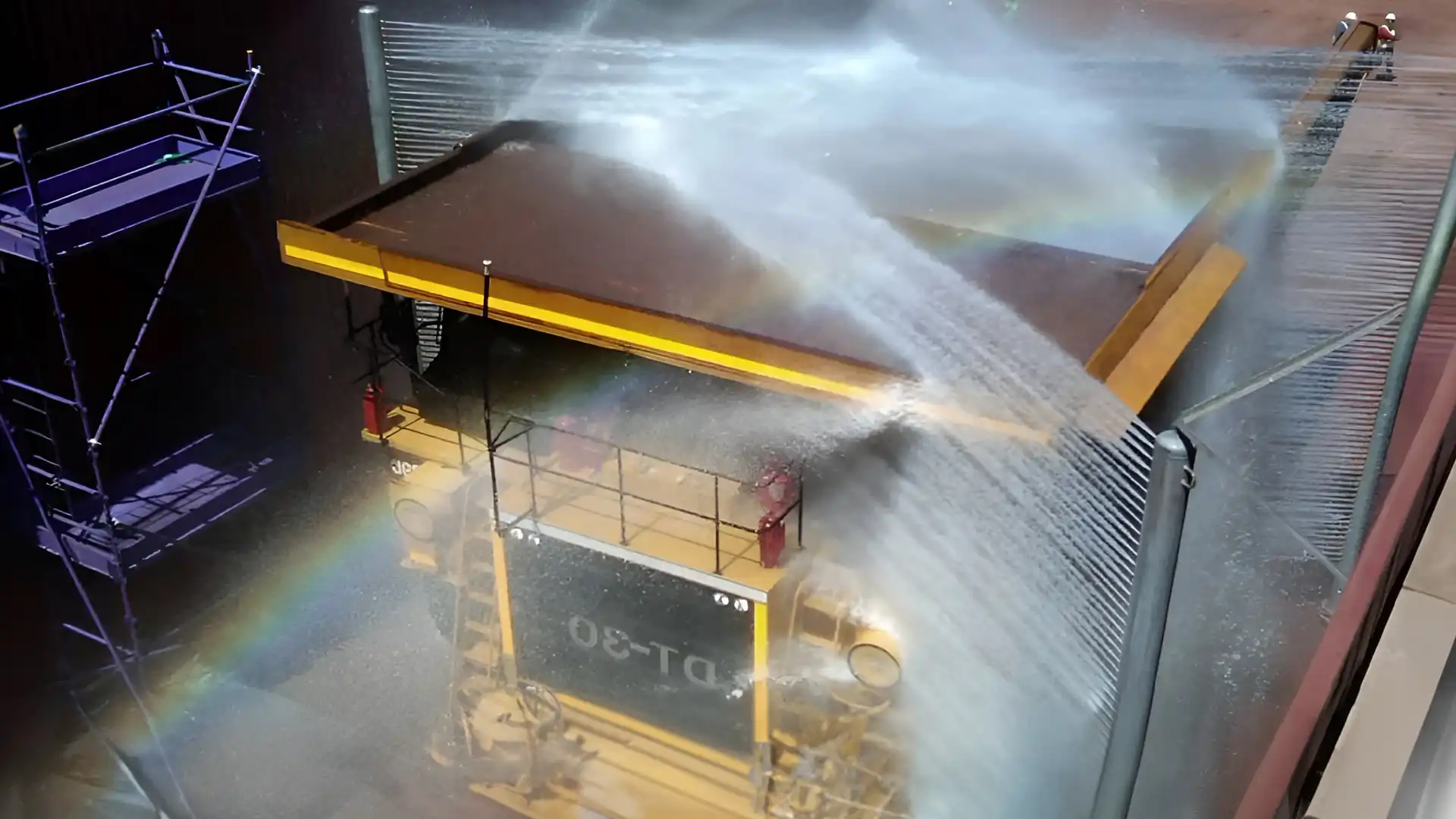 High-Pressure Wheel Cleaning Truck Wheel Wash System in action