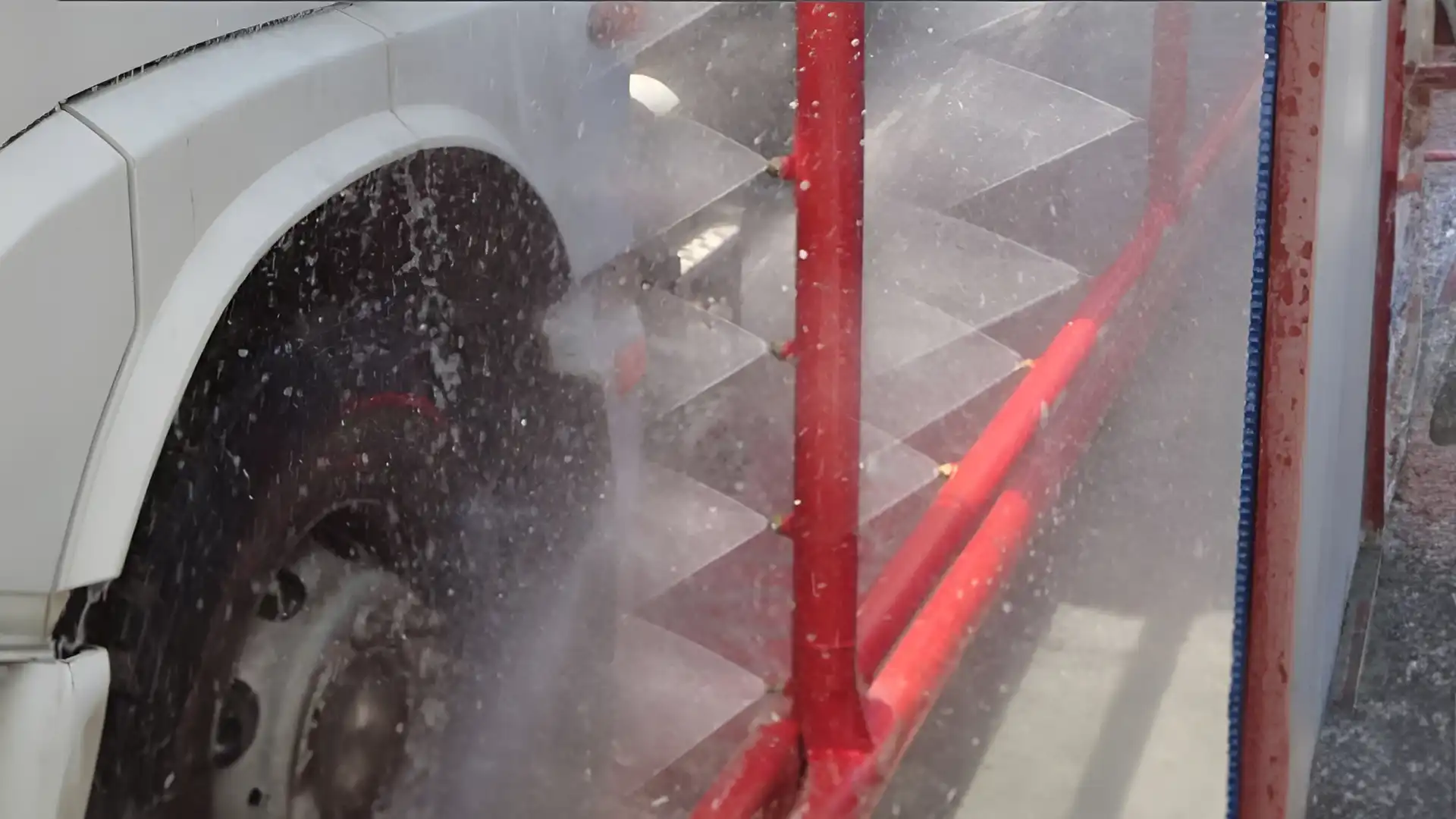 Durable Galvanized Structure Another angle of the wash bay system